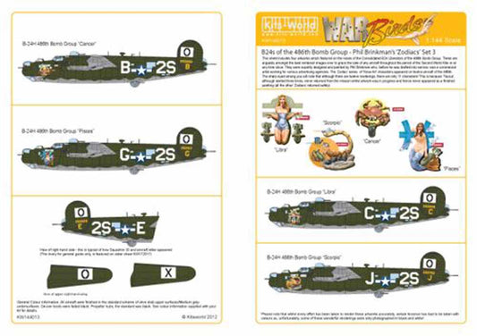 Kits World 144013 Aircraft Decals 1:144 Consolidated B-24H Liberator Phil Brinkm
