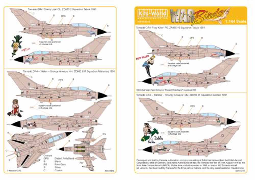 Kits World 144015 Aircraft Decals 1:144 Panavia Tornado GR.1 Desert Storm 1991 (