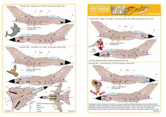 Kits World 144016 Aircraft Decals 1:144 Panavia Tornado GR.4 Desert Storm 1991 (