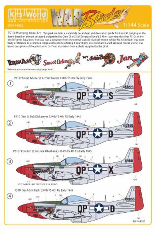 Kits World 144020 Aircraft Decals 1:144 North-American P-51D Mustang - 'Sweet Ar
