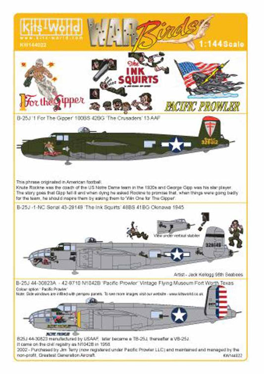 Kits World 144022 Aircraft Decals 1:144 North-American B-25J Mitchell 43-28012 '