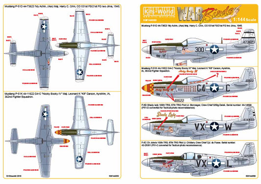 Kits World 144050 Aircraft Decals 1:144 North-American P-51D Mustang 44-73623 'M