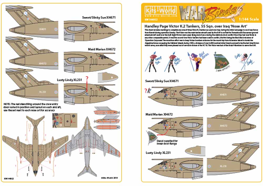 Kits World 144052 Aircraft Decals 1:144 Handley-Page Victor K.2 tankers 55 Sqn o