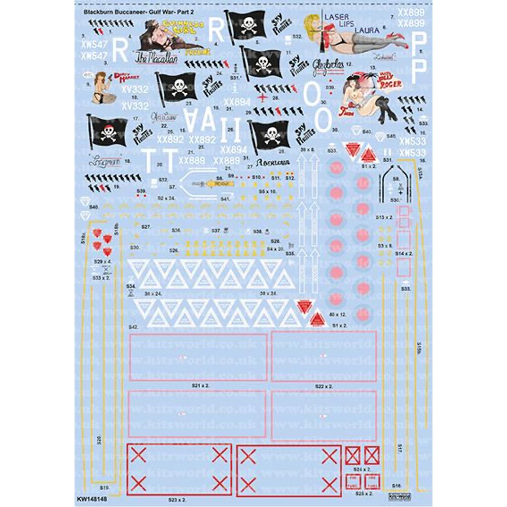 Kits World 148148 Gulf War Pt.2 Buccaneer Decal Set for Airfix A12012 Models etc