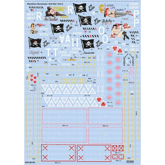 Kits World 148148 Gulf War Pt.2 Buccaneer Decal Set for Airfix A12012 Models etc