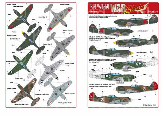 Kits World 148189 Aircraft Decals 1:48 Curtiss P-40E, Rikugun Kokugijutsu Kenkyu
