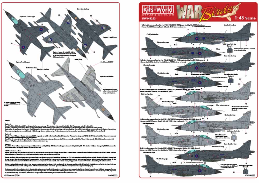 Kits World 148222 Aircraft Decals 1:48 1. BAe Sea Harrier FRS.1, XZ492/23 (123),