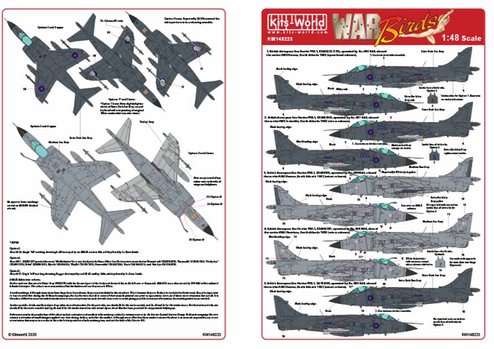 Kits World 148223 Aircraft Decals 1:48 1. BAe Sea Harrier FRS.1, XZ492/23 (123),