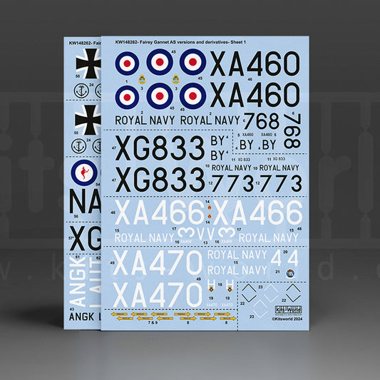 Kits World 148262 Fairey Gannet AS Versions 1:48 Model Kit Decal Set