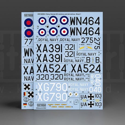 Kits World 148263 Fairey Gannet AS Versions 1:48 Model Kit Decal Set