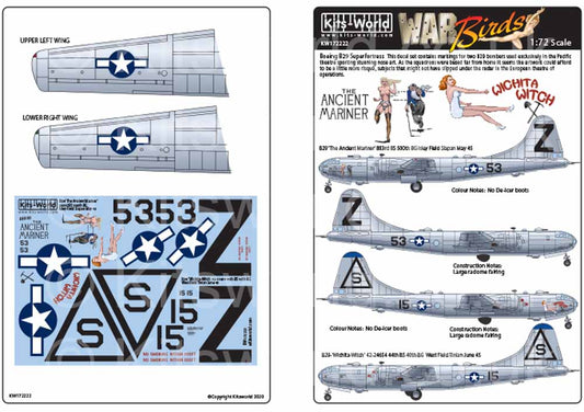 Kits World 172222 Aircraft Decals 1:72 Boeing B-29 Superfortress 42-65296