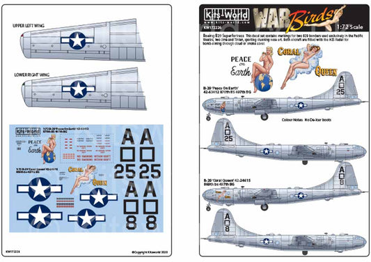 Kits World 172226 Aircraft Decals 1:72 Boeing B-29 Superfortress Peace on Earth