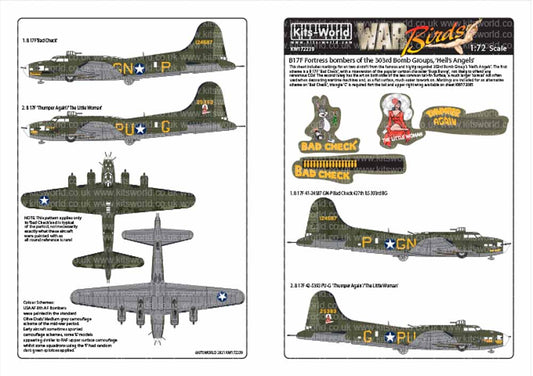 Kits World 172239 Aircraft Decals 1:72 Boeing B-17F Flying Fortress 41-24587 GN-