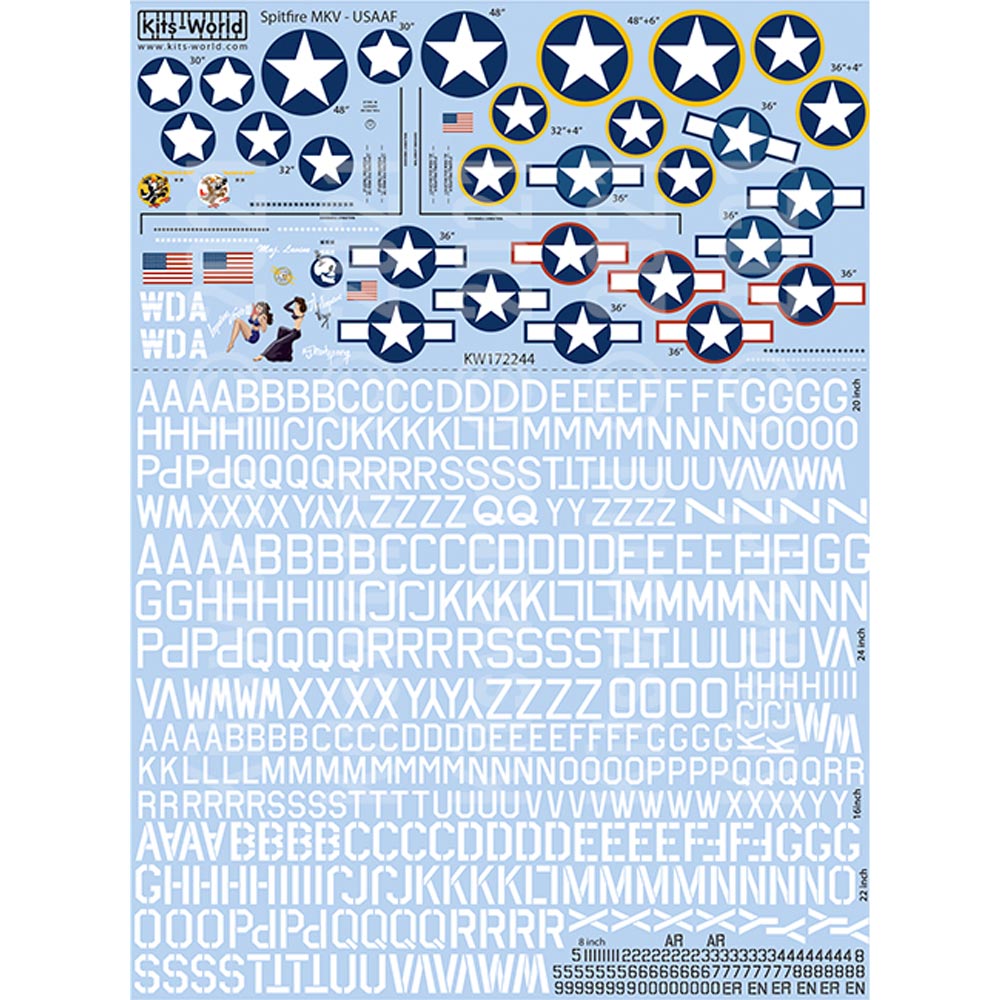 Kits World Supermarine Spitfire Mk.V USAAF WWII Decals 1:72 Model Kits