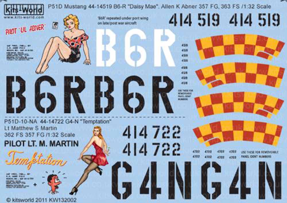 Kits World 132002 Aircraft Decals 1:32 North-American P-51D Mustang 357th FG (2)