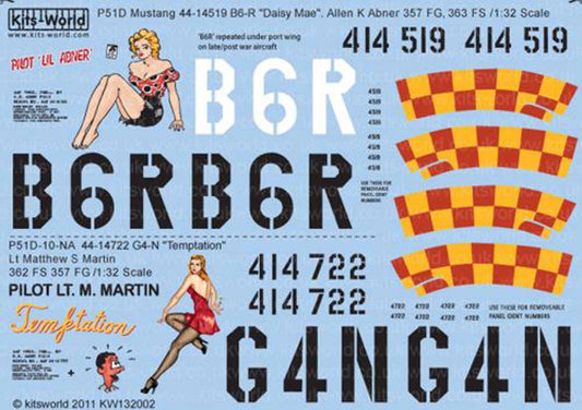 Kits World 132002 Aircraft Decals 1:32 North-American P-51D Mustang 357th FG (2)