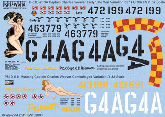 Kits World 132003 Aircraft Decals 1:32 North-American P-51D Mustang 357th FG (3)