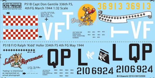 Kits World 132008 Aircraft Decals 1:32 Re-printed! North-American P-51B Mustang