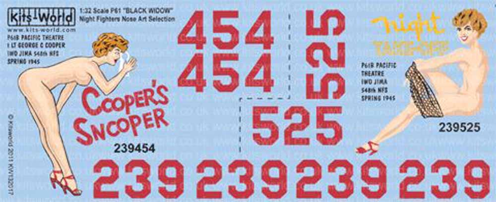 Kits World 132017 Aircraft Decals 1:32 Northrop P-61B 'Black Widow' (2) 233525 '