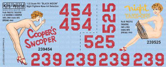 Kits World 132017 Aircraft Decals 1:32 Northrop P-61B 'Black Widow' (2) 233525 '