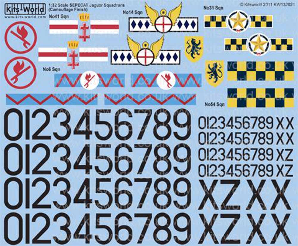 Kits World 132021 Aircraft Decals 1:32 Sepecat Jaguar 41 Squadron - 14 Squadron,