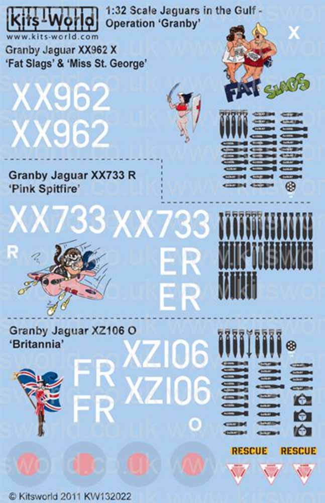 Kits World 132022 Aircraft Decals 1:32 Sepecat Jaguar GR.1A Desert Storm Nose Ar