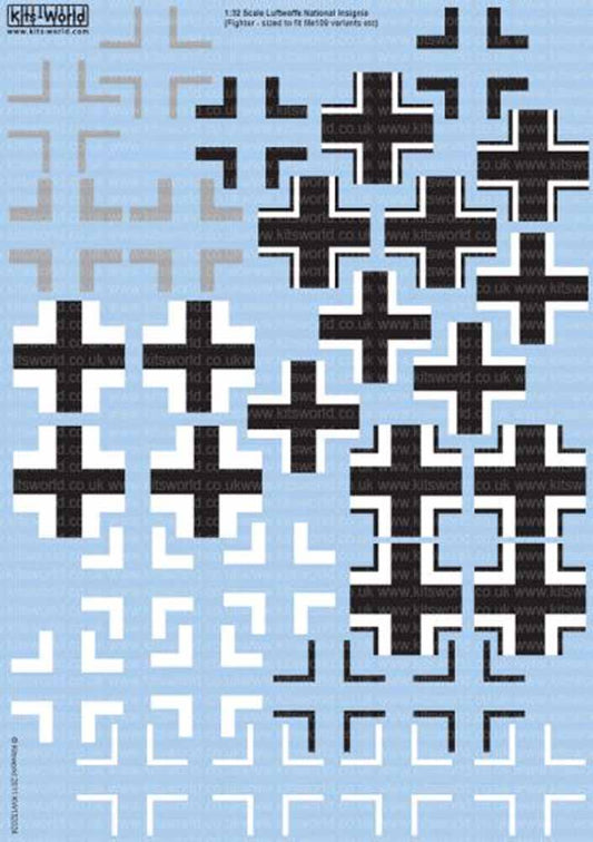 Kits World 132024 Aircraft Decals 1:32 Luftwaffe/German Balkenkreuz National Ins