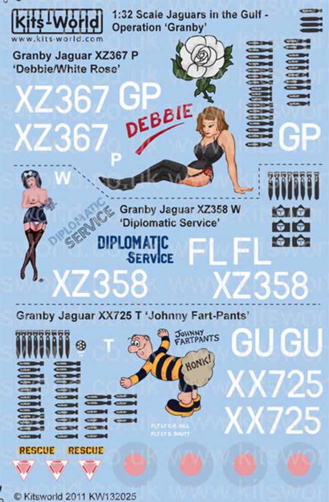 Kits World 132025 Aircraft Decals 1:32 Sepecat Jaguar Desert Storm Nose Art - Op