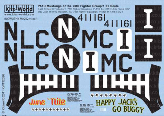 Kits World 132026 Aircraft Decals 1:32 North-American P-51D Mustang 20th FG (2)