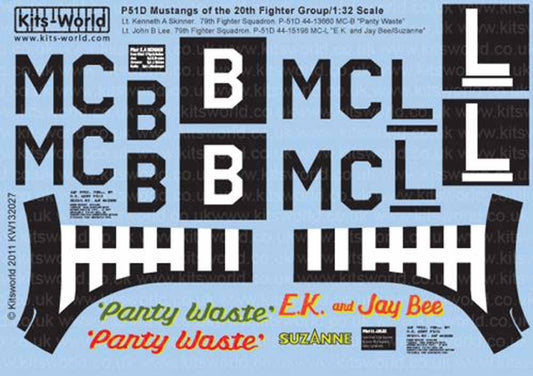 Kits World 132027 Aircraft Decals 1:32 North-American P-51D Mustang 20th FG 79th