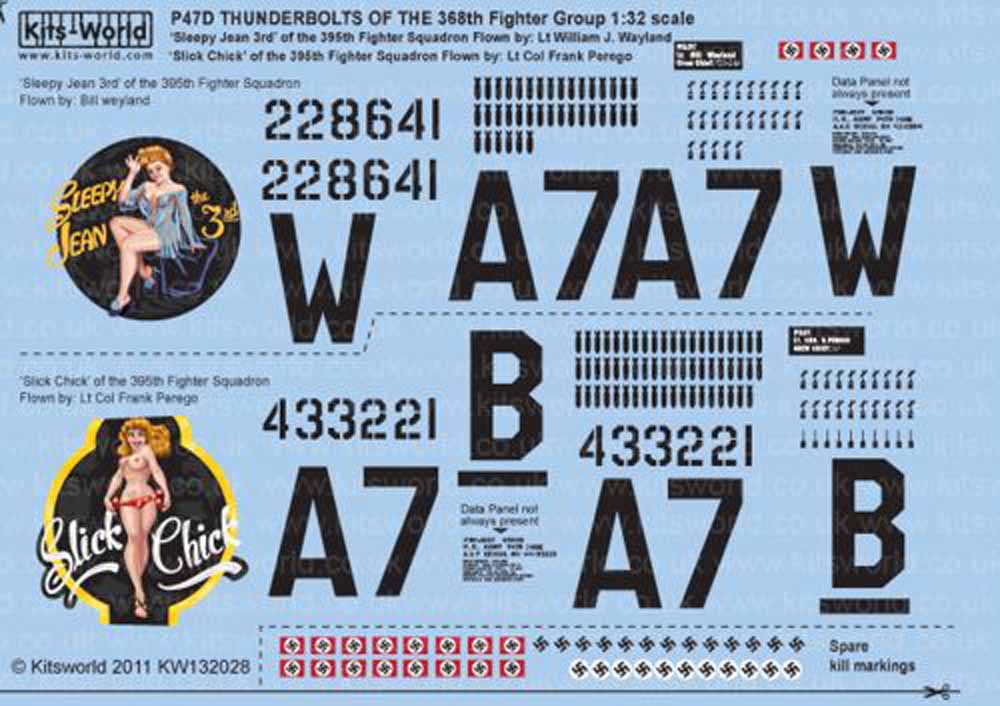Kits World 132028 Aircraft Decals 1:32 Republic P-47D Thunderbolt 368th FG 395th