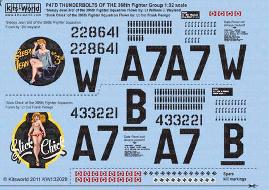 Kits World 132028 Aircraft Decals 1:32 Republic P-47D Thunderbolt 368th FG 395th