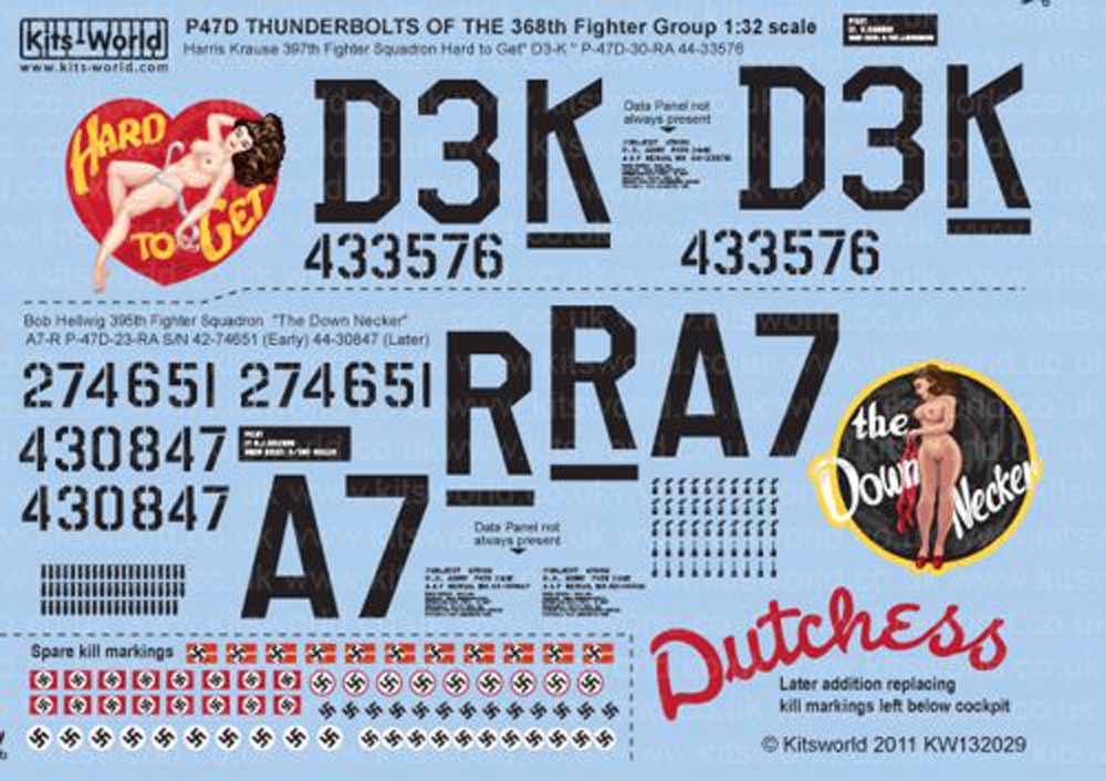 Kits World 132029 Aircraft Decals 1:32 Republic P-47D Thunderbolt 368th FG (2) 4