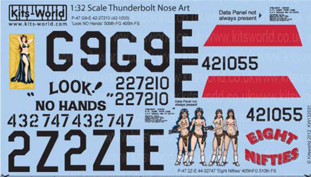 Kits World 132031 Aircraft Decals 1:32 Republic P-47D Thunderbolt (2) 42-27210 o