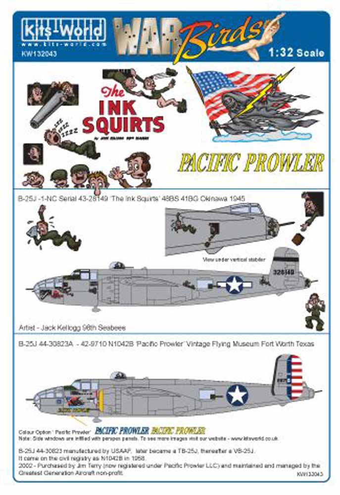 Kits World 132043 Aircraft Decals 1:32 North-American B-25J 43-28149 The Ink Squ