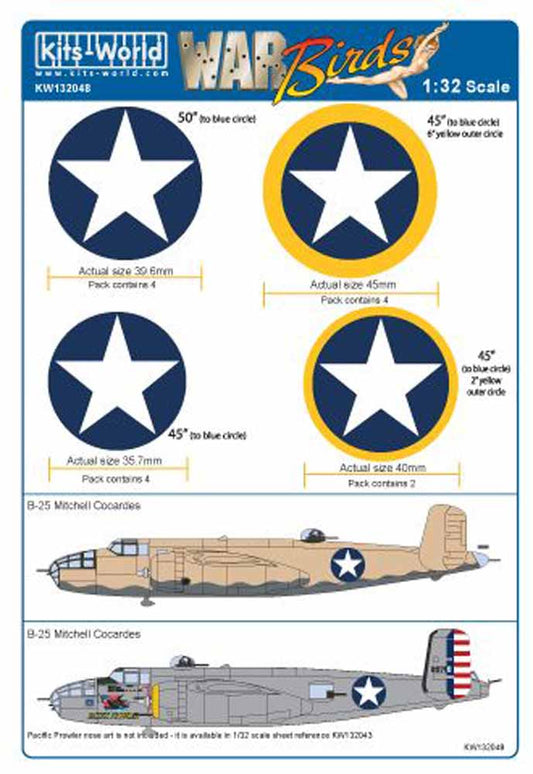 Kits World 132048 Aircraft Decals 1:32 North-American B-25J Mitchell Two common