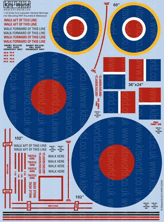 Kits World 132049 Aircraft Decals 1:32 Avro Lancaster B.I/III General Markings (