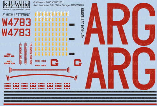 Kits World 132051 Aircraft Decals 1:32 Avro Lancaster B.I/III 'G for George' ARG
