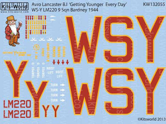 Kits World 132055 Aircraft Decals 1:32 Avro Lancaster B.I/III 'Getting Younger E
