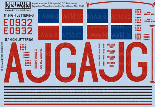 Kits World 132056 Aircraft Decals 1:32 Avro Lancaster B.I/III (Special) 617 Damb