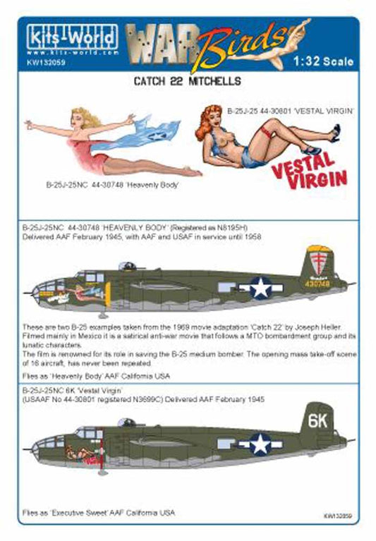 Kits World 132059 Aircraft Decals 1:32 Catch 22 North-American Mitchells B-25J-2