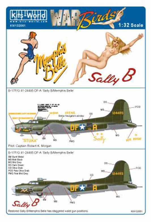 Kits World 132061 Aircraft Decals 1:32 Boeing B-17F/B-17G Flying Fortress 41-244