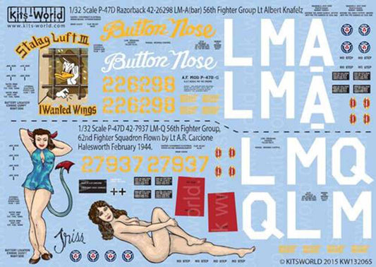 Kits World 132065 Aircraft Decals 1:32 Republic P-47D 'Razorback' 'Stalag Luft I