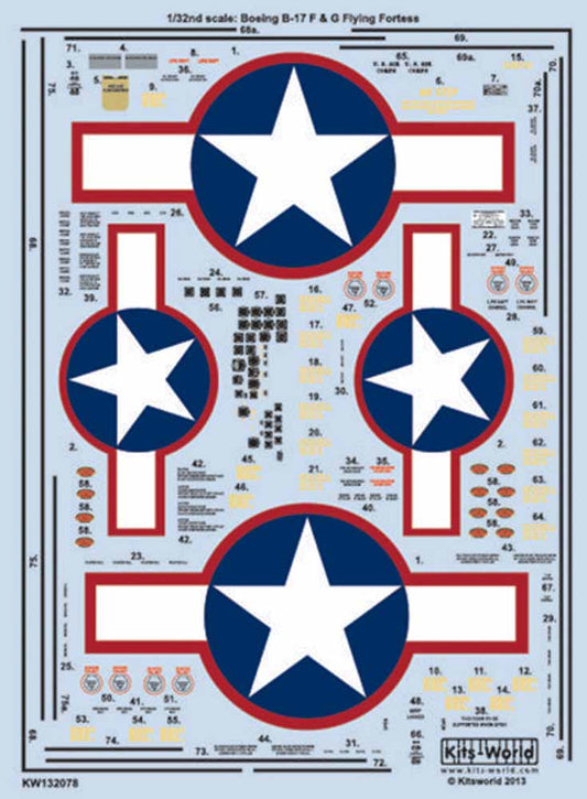 Kits World 132078 Aircraft Decals 1:32 Boeing B-17F/B-17G Flying Fortress Red Ou