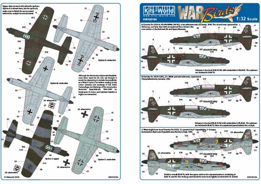 Kits World 132104 Aircraft Decals 1:32 Dornier Do-335A Dornier Do-335A-0, VG+PH/