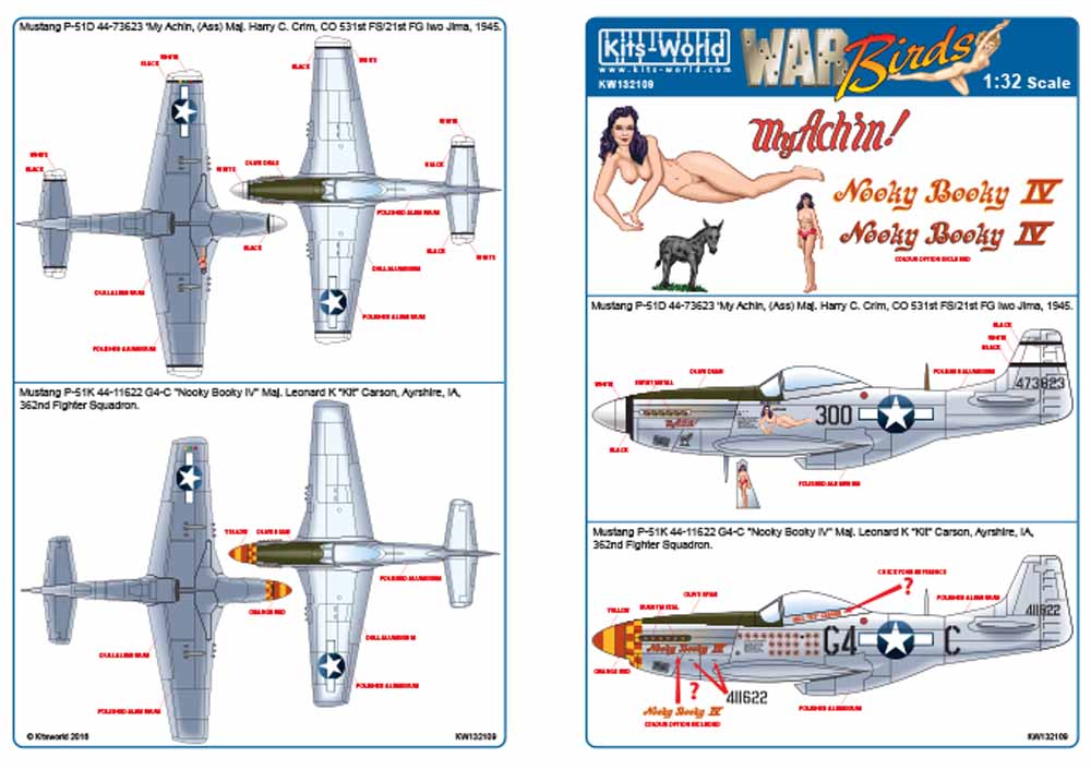 Kits World 132109 Aircraft Decals 1:32 North-American P-51D Mustang 44-73623 'My