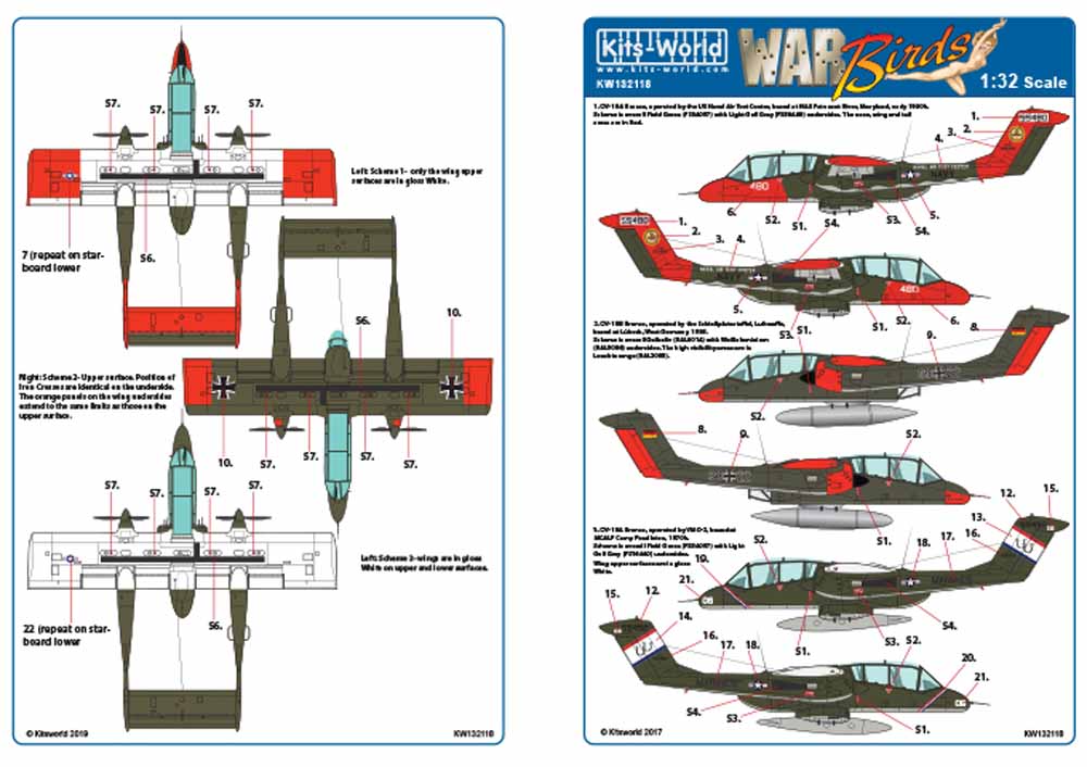 Kits World 132118 Aircraft Decals 1:32 North-American/Rockwell OV-10A BroncoOV-1