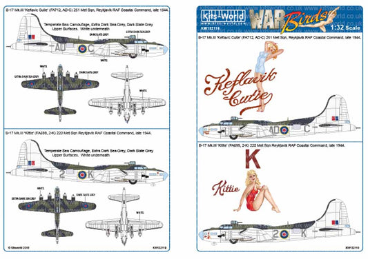 Kits World 132119 Aircraft Decals 1:32 Boeing B-17 Mk.III Keflavic Cutie