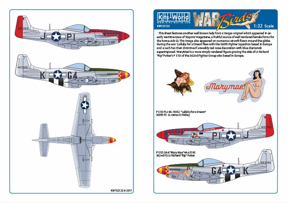 Kits World 132122 Aircraft Decals 1:32 North-American P-51D Mustang 44-15052 PI-