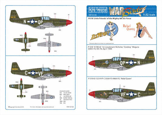 Kits World 132128 Aircraft Decals 1:32 North-American P-51B Mustang 43-6636 QP-N